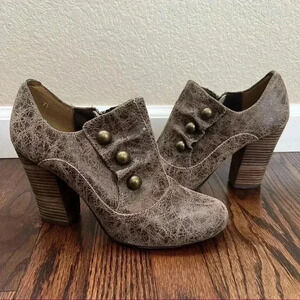 Seychelles Los Angeles Ankle Bootie Boots Brown Leather Women Size 7.5 Side Zip